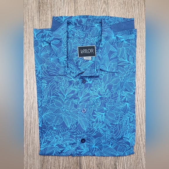 Valor Brand Casual Button up Short Sleeve Men's Size Large Blue - Picture 3 of 8